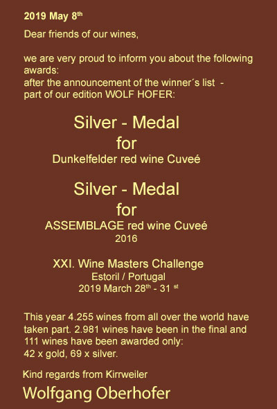 Wine with award