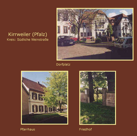 Der Dorfplatz, Pfarrhaus und der Friedhof in Kirrweiler